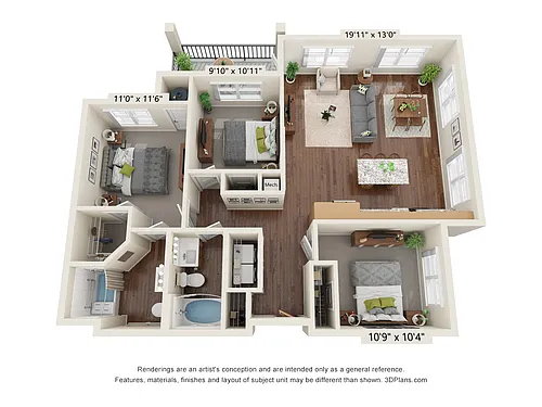 Floor plan Three Bedroom C1 (Wheelchair Accessible)