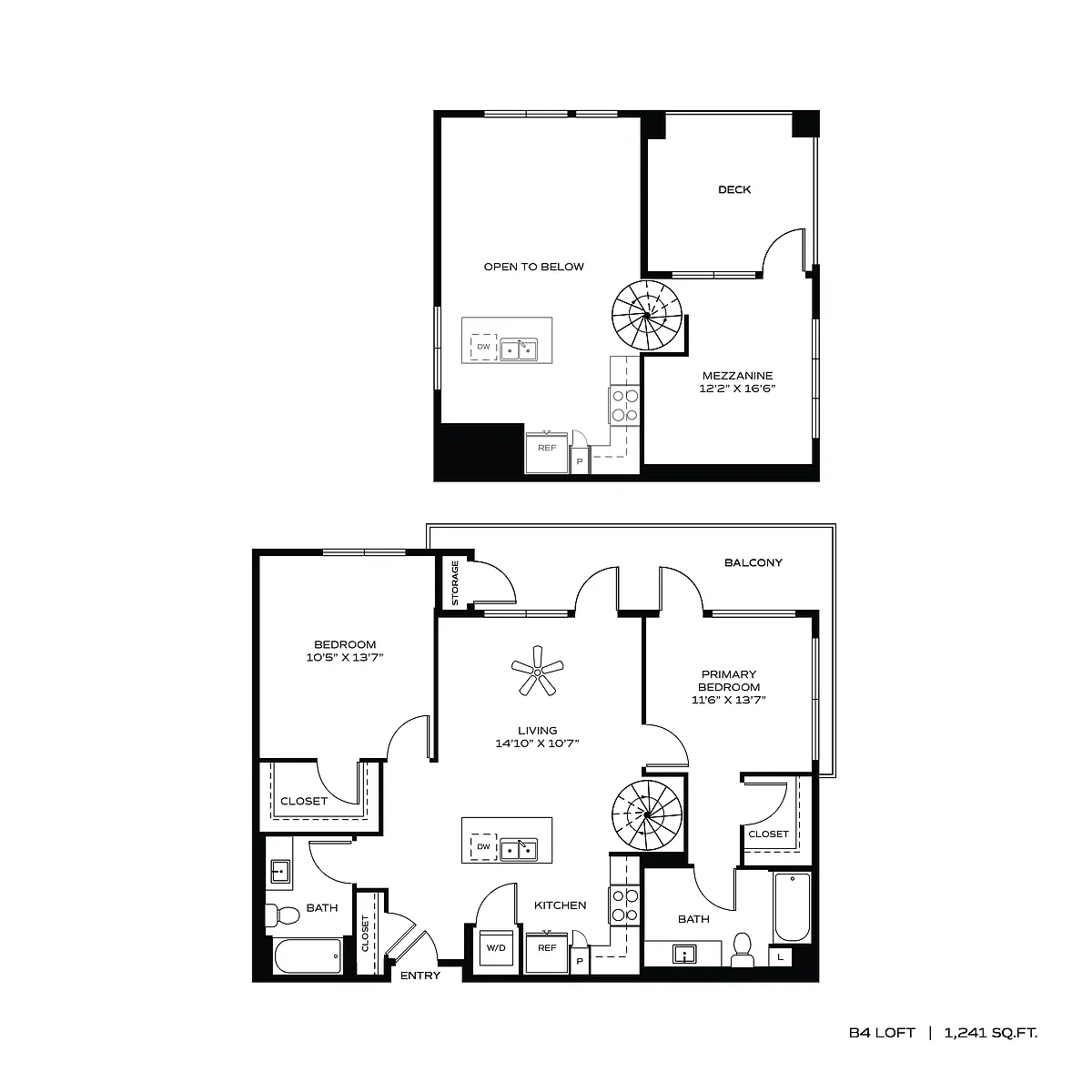 Floor plan 2BR/2BA B4 LOFT