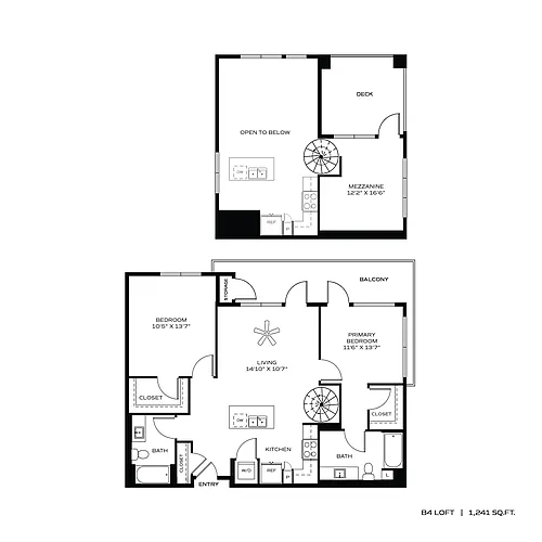 Floor plan 2BR/2BA B4 LOFT