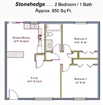 Floor plan 2bed1bath