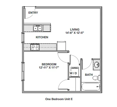 Floor plan 1 Bedroom E