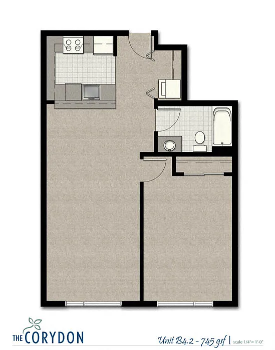 Floor plan One Bedroom B4.2