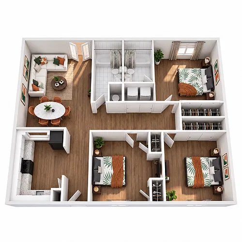 Floor plan 3BD 2BA FLAT