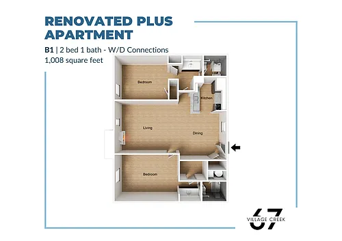 Floor plan B1 (W/D Connections) Renovated Plus