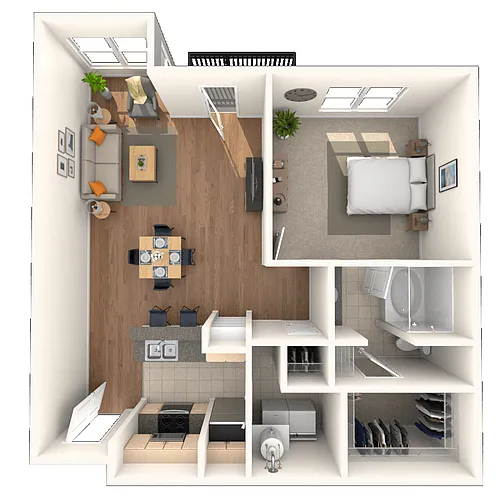 Floor plan Traditional 1x1 843-950 SF