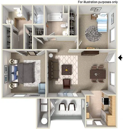 Floor plan 2 x 2 B Renovated