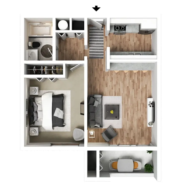 Floor plan One Bedroom One Bath - Upstairs