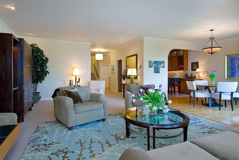 View from living room to dining room and kitchen