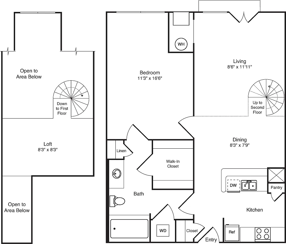 Floor plan Allegheny with loft