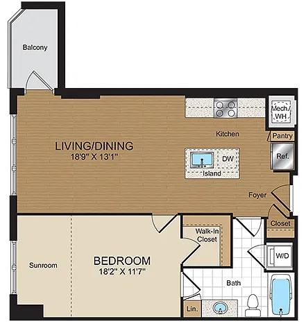 Floor plan A1a - *balcony on select apartments