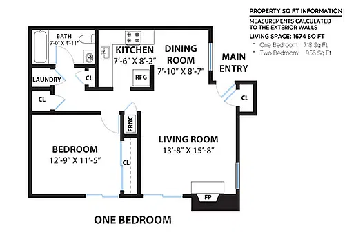 Floor plan One Bedroom