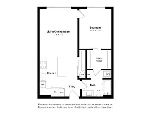 Floor plan Revel by Alta 1B-B1