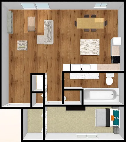 Floor plan One Bed, One Bath Large