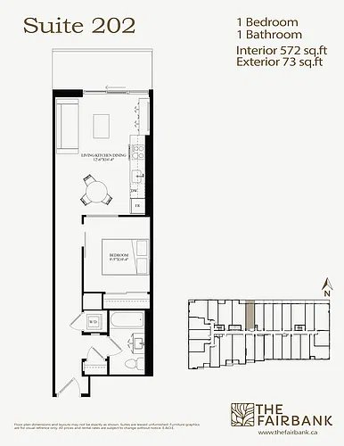 Floor plan 1 Bed Unit - Terrace