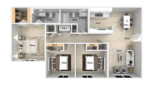 Floor plan 3 Bedroom 2 Bathroom