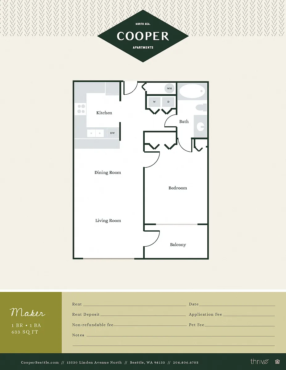 Floor plan 1 Bed/1 Bath