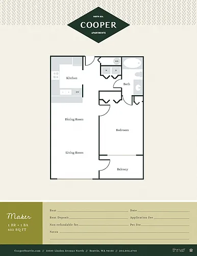 Floor plan 1 Bed/1 Bath