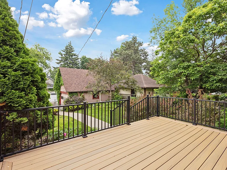 New deck with rail and step lighting