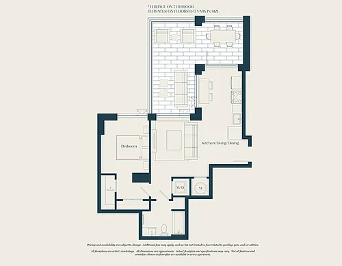 Floor plan 1 Bed - 1 Bath | A03
