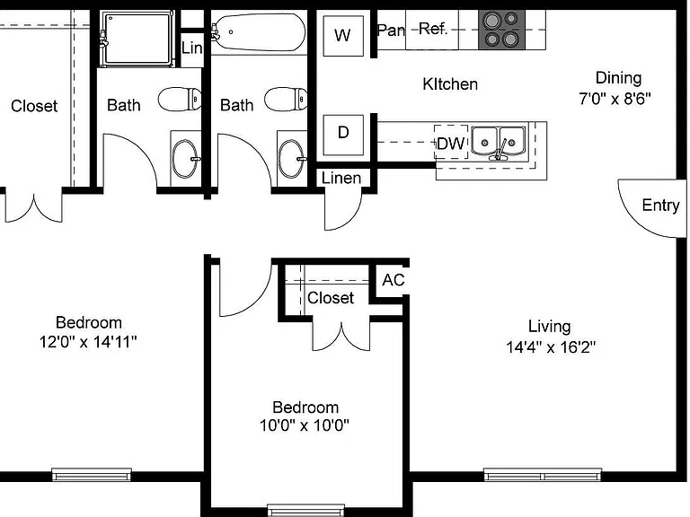 Braunfels Place - C - 2 Beds - 2 Baths - 965 Sq. ft.