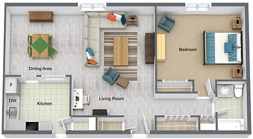 Floor plan 1 Bedroom 1 Bath