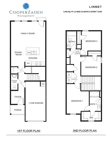 Floor plan 3 Bedrooms and 2.5 bathrooms