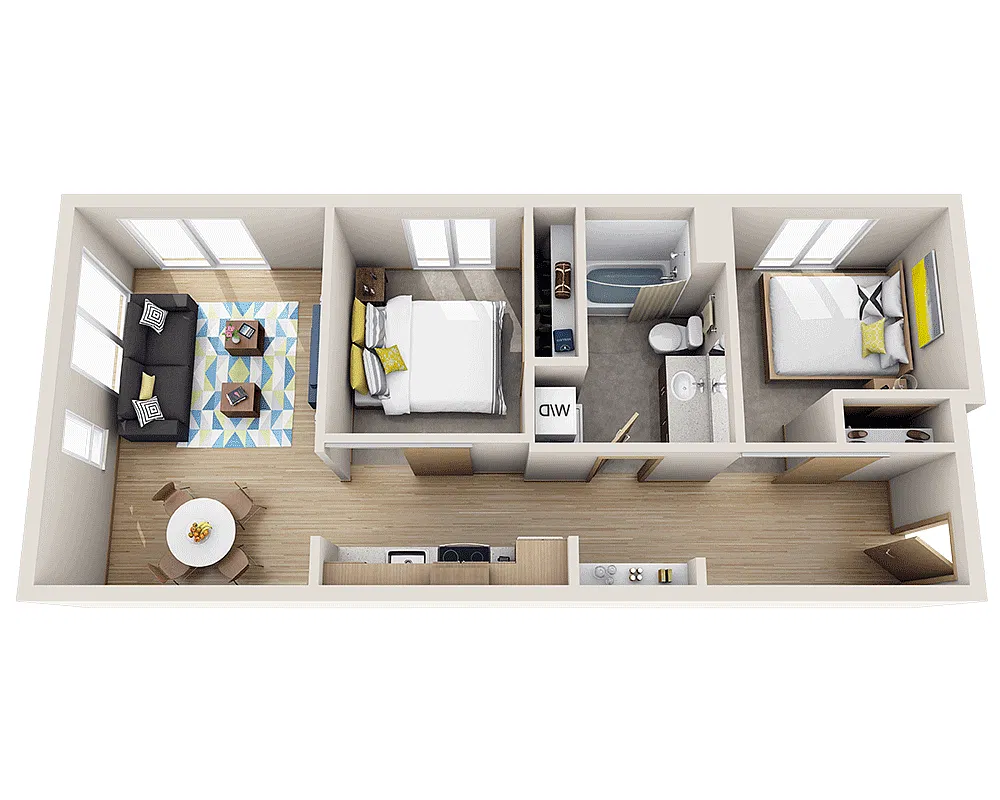 Floor plan Two Bedroom B1D