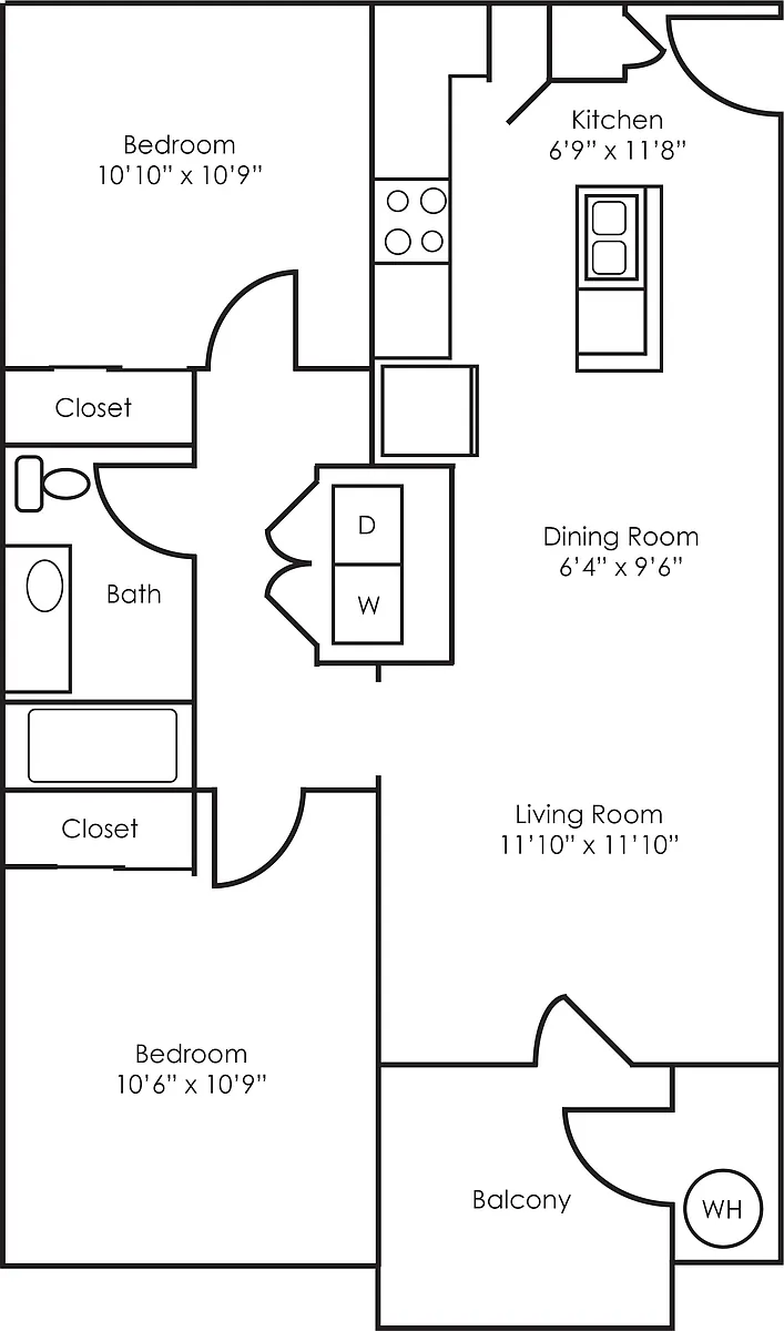 Floor plan 2x1 - 828 sqft - B1
