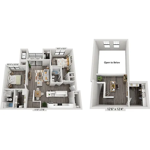 Floor plan Two Bedroom B2EF1L