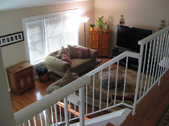 View from upstairs landing of living room
