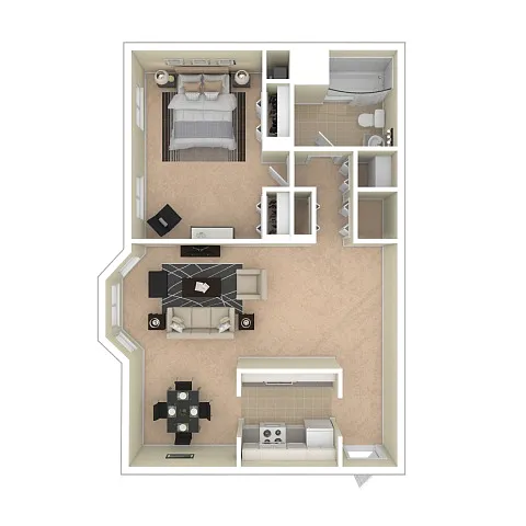 Floor plan 1 X 1 ADA