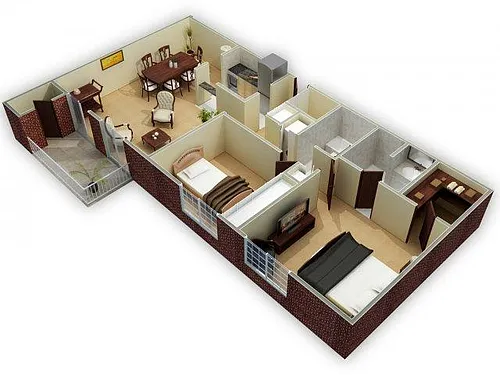 Floor plan 2 Bedroom / 2 Bath