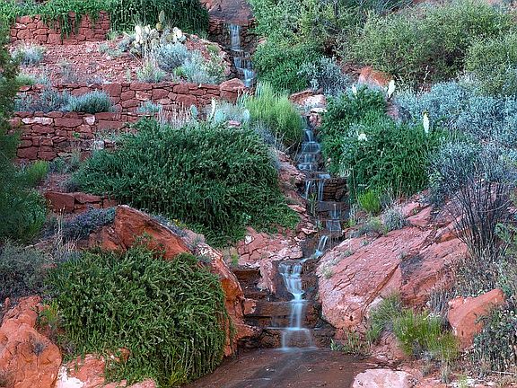 30' Waterfall Into Koi Pond