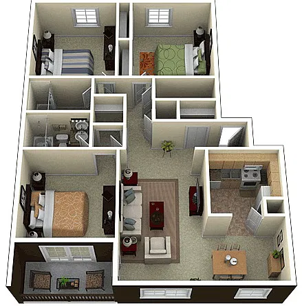 Floor plan 3 Bed 2 Bath