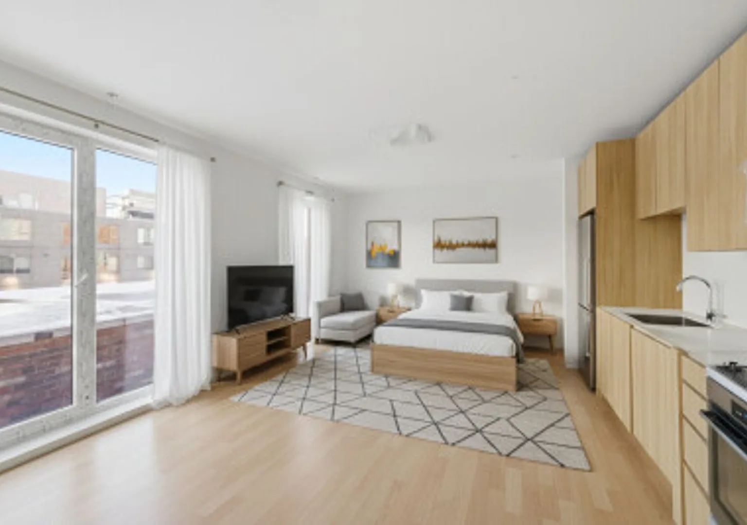 New Luxury Studio in Allston | In-Unit Laundry, A/C & Roof Deck — Photo 1