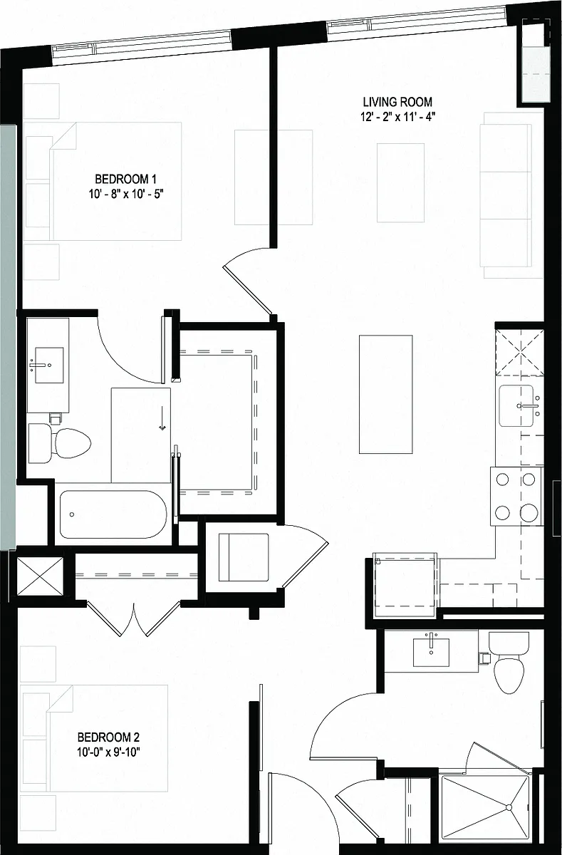 Floor plan Two Bedrooms/Two Bathrooms (B03)