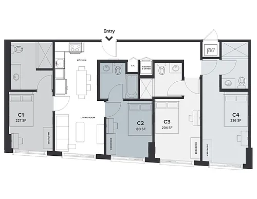 Floor plan Rent-By-Bedroom 4x4 D3