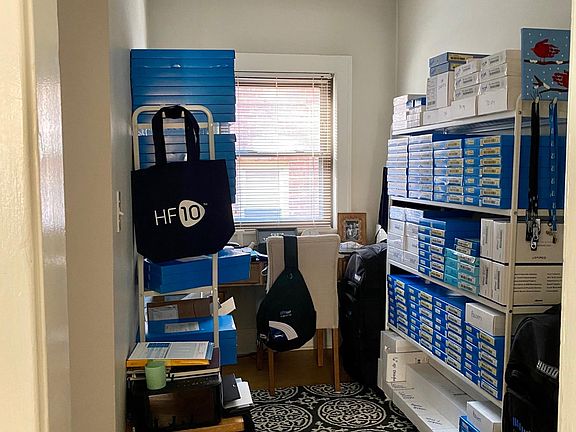 Room behind kitchen can be used as an office or for storage.