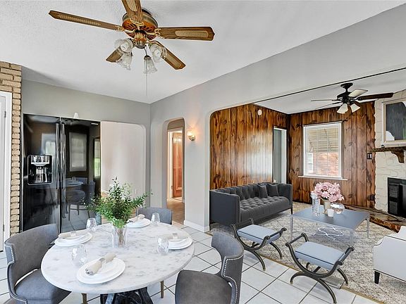 Virtually staged kitchen and hearth room