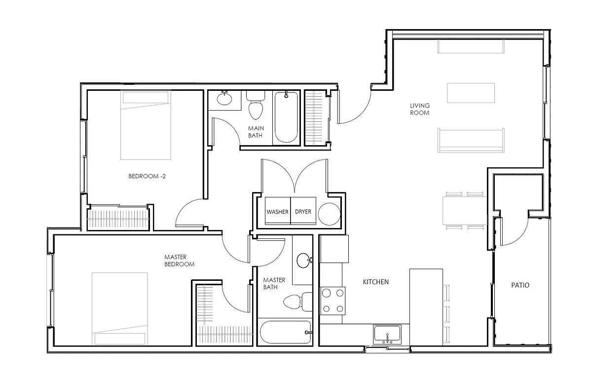 Floor plan 2 Bedroom 2 Bath--South community