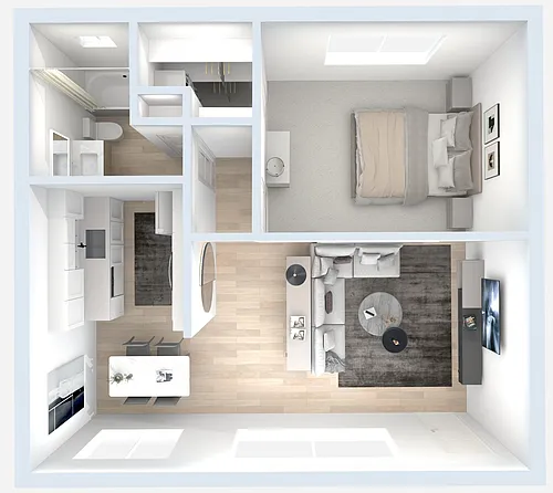 Floor plan One Bed- One Bath