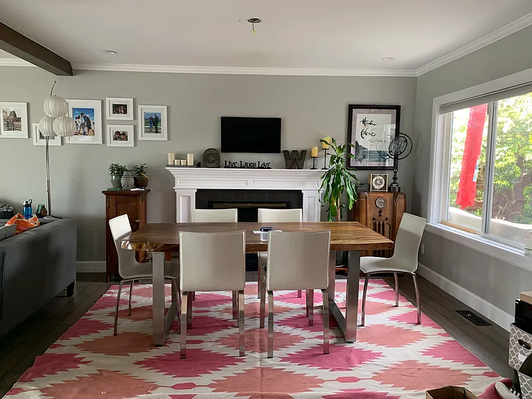 Main Dining table near gas fireplace