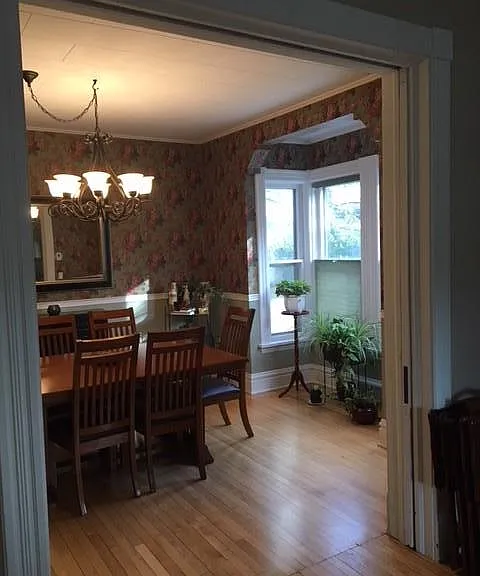Looking from the living room to the dinning room