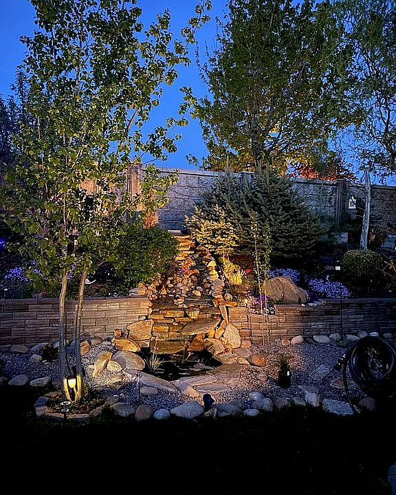 waterfall at night
