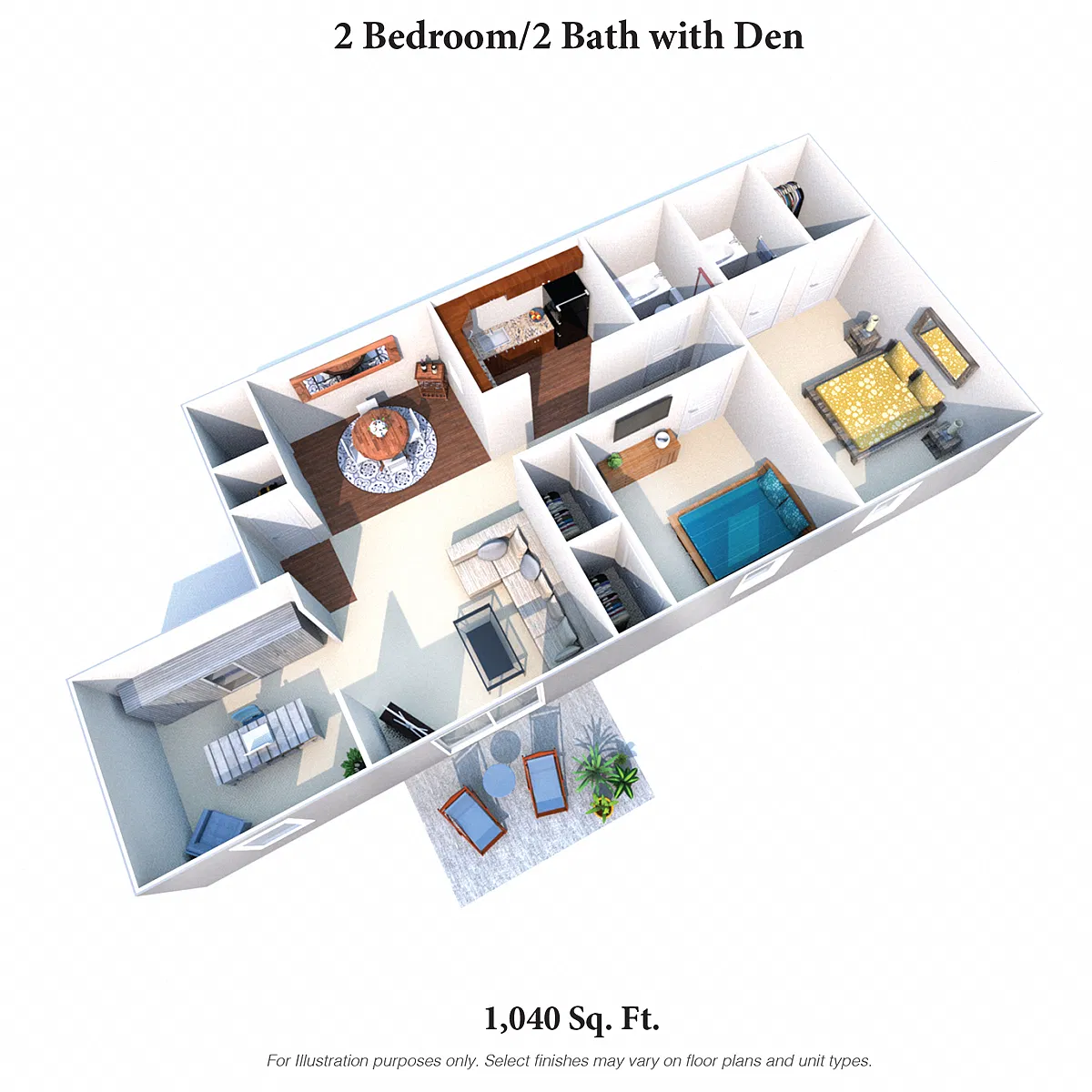 Floor plan 2 Bedrooms 2 Bath with Den