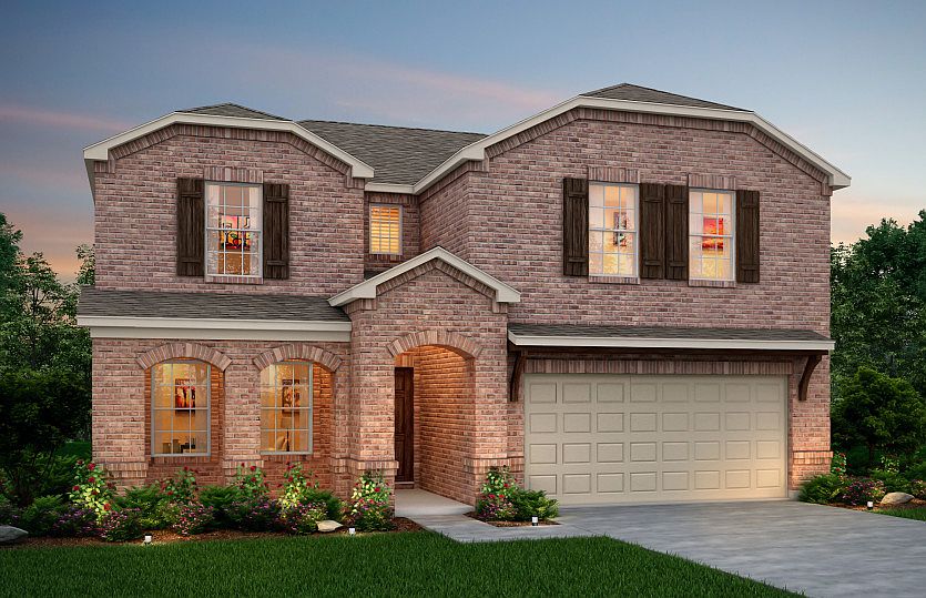 The Stockdale, a two-story home with 2-car garage, shown with Home Exterior P