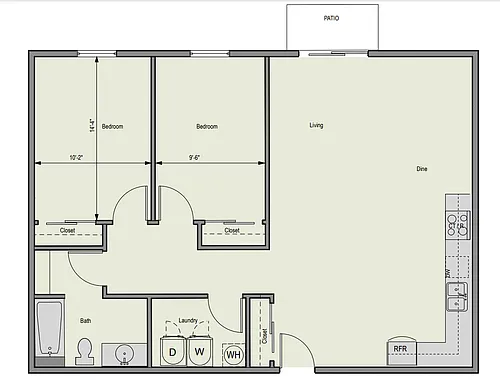 Floor plan 2x1W