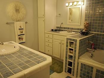 The master bath features dual sinks- no more fighting over space!  A jet tub for aching muscles after a long days work!