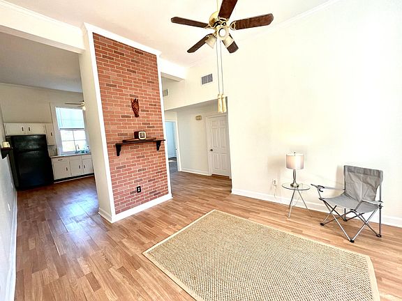 Open floor plan shows living and kitchen area
