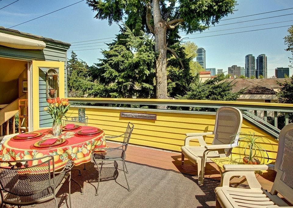 Upper deck with views of downtown